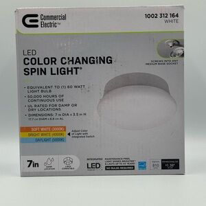 Commercial Electric Spin Light CCT LED Ceiling Light w/ Mounting Plate 7"